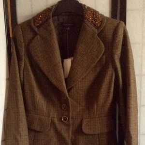 NWT Banana Republic Women's 10 Brown Plaid Blazer